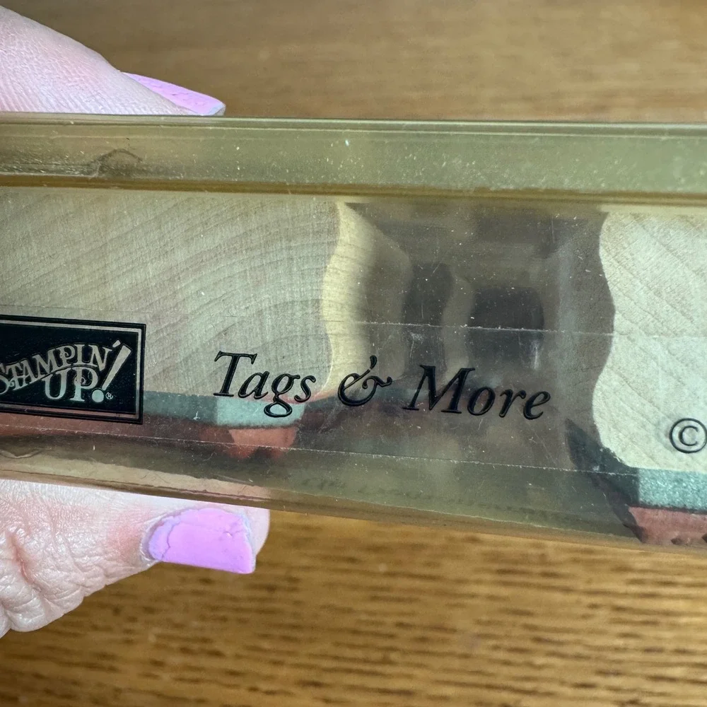 Stampin Up Tags & More Wood Mounted Rubber Stamp Set of 8 Vintage 2001 Holiday
